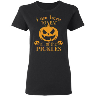 Halloween I Am Here To Eat All The Pickles Graphic Design Printed Casual Daily Basic Women T-shirt - Thegiftio UK