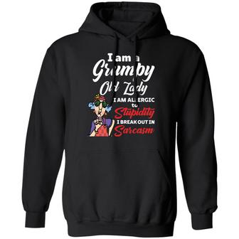 I Am A Grumpy Old Lady I Am Allergic To Stupidity Graphic Design Printed Casual Daily Basic Hoodie - Thegiftio UK