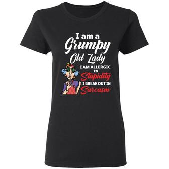 I Am A Grumpy Old Lady I Am Allergic To Stupidity Graphic Design Printed Casual Daily Basic Women T-shirt - Thegiftio UK