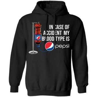 In Case Of Accident My Blood Type Is Pepsi Graphic Design Printed Casual Daily Basic Hoodie - Thegiftio UK