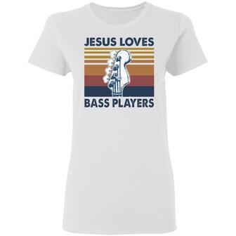 Jesus Loves Bass Players Graphic Design Printed Casual Daily Basic Women T-shirt - Thegiftio UK