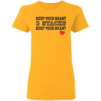 Keep Your Heart 3 Stacks Keep Your Heart Graphic Design Printed Casual Daily Basic Women T-shirt - Thegiftio UK