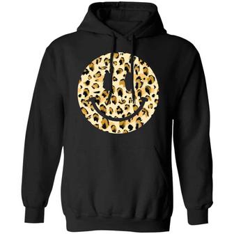 Leopard Happy Face Sweat Graphic Design Printed Casual Daily Basic Hoodie - Thegiftio UK
