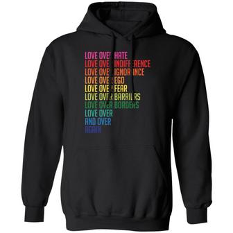 Love Over Hate Love Over Indifference Love Over Ignorance Graphic Design Printed Casual Daily Basic Hoodie - Thegiftio UK