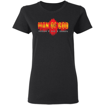 Man Of God Husband Dad Grandpa Graphic Design Printed Casual Daily Basic Women T-shirt - Thegiftio UK