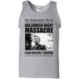 Michael Myers The Haddonfield Herald Halloween Night Massacre Graphic Design Printed Casual Daily Basic Unisex Tank Top - Thegiftio UK
