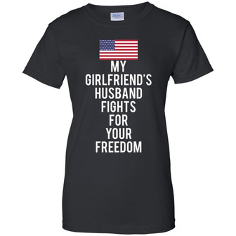My Girlfriend's Husband Fights For Your Freedom Graphic Design Printed Casual Daily Basic Women T-shirt - Thegiftio UK