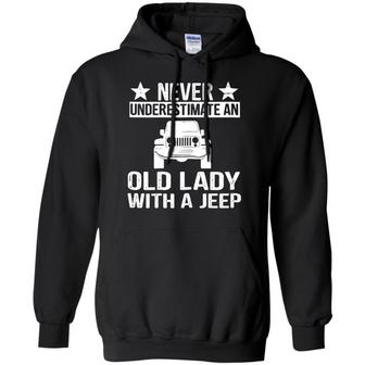 Never Underestimate An Old Lady With A Jeep Graphic Design Printed Casual Daily Basic Hoodie - Thegiftio UK