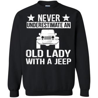 Never Underestimate An Old Lady With A Jeep Graphic Design Printed Casual Daily Basic Sweatshirt - Thegiftio UK