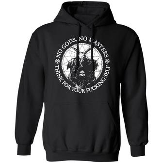 No Gods No Masters Think For Your Fucking Self Graphic Design Printed Casual Daily Basic Hoodie - Thegiftio UK