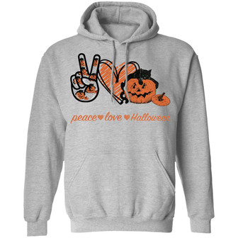 Peace Love Halloween Graphic Design Printed Casual Daily Basic Hoodie - Thegiftio UK