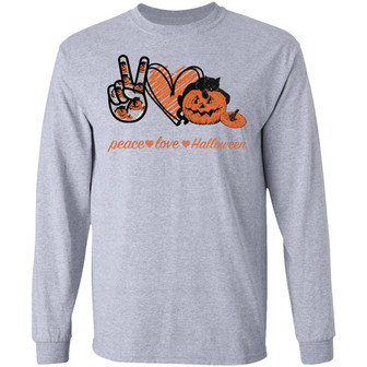 Peace Love Halloween Graphic Design Printed Casual Daily Basic Unisex Long Sleeve - Thegiftio UK