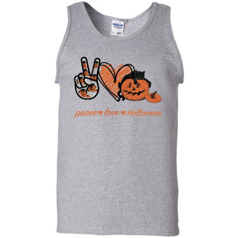 Peace Love Halloween Graphic Design Printed Casual Daily Basic Unisex Tank Top - Thegiftio UK