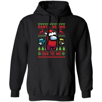Santa Seems Sus To Me Christmas Sweater Graphic Design Printed Casual Daily Basic Hoodie - Thegiftio UK
