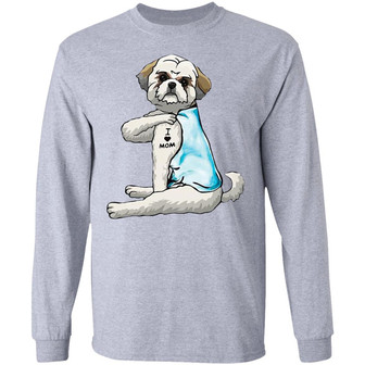 Shih Tzu Tattoo I Love Mom Graphic Design Printed Casual Daily Basic Unisex Long Sleeve - Thegiftio UK