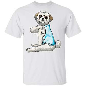 Shih Tzu Tattoo I Love Mom T-Shirt - Thegiftio UK
