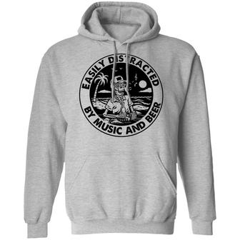 Skeleton Easily Distracted By Music And Beer Graphic Design Printed Casual Daily Basic Hoodie - Thegiftio UK