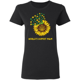 Sunflower Weed World's Dopest Mom Graphic Design Printed Casual Daily Basic Women T-shirt - Thegiftio UK