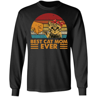 Vintage Best Cat Mom Ever Graphic Design Printed Casual Daily Basic Unisex Long Sleeve - Thegiftio UK