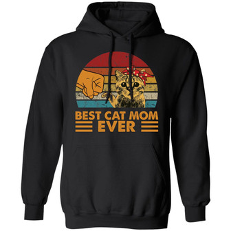 Vintage Best Cat Mom Ever Graphic Design Printed Casual Daily Basic Hoodie - Thegiftio UK