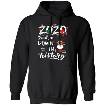 2020 You'll Go Down In History Christmas Reindeer Sweat Graphic Design Printed Casual Daily Basic Hoodie - Thegiftio