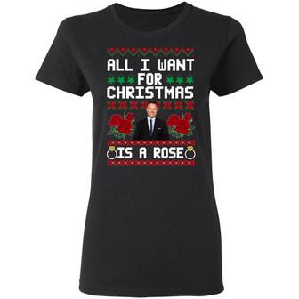 Chris Harrison All I Want For Christmas Is A Rose Ugly Sweater Graphic Design Printed Casual Daily Basic Women T-shirt - Thegiftio UK