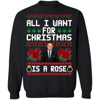 Chris Harrison All I Want For Christmas Is A Rose Ugly Sweater Graphic Design Printed Casual Daily Basic Sweatshirt - Thegiftio UK