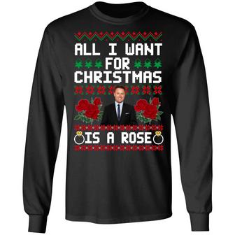Chris Harrison All I Want For Christmas Is A Rose Ugly Sweater Graphic Design Printed Casual Daily Basic Unisex Long Sleeve - Thegiftio UK