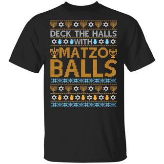 Deck The Halls With Matzo Balls Ugly Sweater T-Shirt - Thegiftio UK