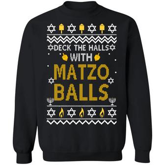 Deck The Halls With Matzo Balls Ugly Sweater Graphic Design Printed Casual Daily Basic Sweatshirt - Thegiftio UK
