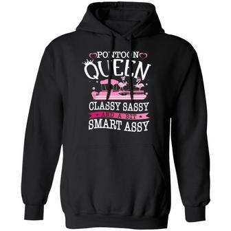 Flamingo Pontoon Queen Classy Sassy And A Bit Smart Assy Graphic Design Printed Casual Daily Basic Hoodie - Thegiftio UK