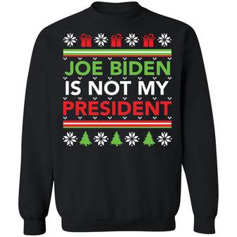 Joe Biden Is Not My President Christmas Sweater Graphic Design Printed Casual Daily Basic Sweatshirt - Thegiftio UK