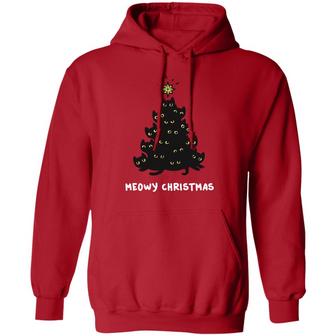 Meowy Christmas Tree Sweat Graphic Design Printed Casual Daily Basic Hoodie - Thegiftio UK