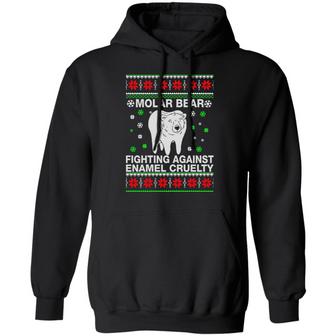 Molar Bear Fighting Against Enamel Cruelty Christmas Sweater Graphic Design Printed Casual Daily Basic Hoodie - Thegiftio UK