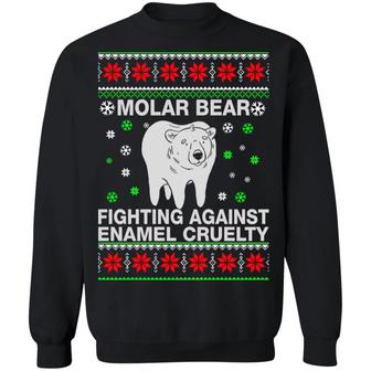 Molar Bear Fighting Against Enamel Cruelty Christmas Sweater Graphic Design Printed Casual Daily Basic Sweatshirt - Thegiftio UK