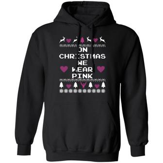 On Christmas We Wear Pink Christmas Sweater Graphic Design Printed Casual Daily Basic Hoodie - Thegiftio UK