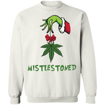 The Grinch Hand Holding Weed Mistlestoned Christmas Sweat Graphic Design Printed Casual Daily Basic Sweatshirt - Thegiftio UK