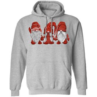 Three Gnomes In Red Costume Christmas Sweat Graphic Design Printed Casual Daily Basic Hoodie - Thegiftio UK