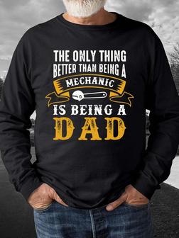 Men Dad Family Letters Crew Neck Casual Regular Fit Sweatshirt - Seseable