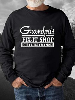 Men Grandpa Family Letters Crew Neck Regular Fit Sweatshirt - Seseable