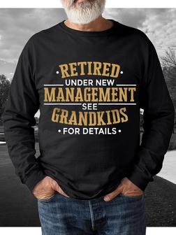 Men's Grandpa Retired Management Print Loose Casual Text Letters Sweatshirt - Seseable