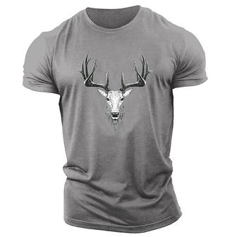 Men's T Shirt Tee Graphic Elk Crew Neck Casual Daily Print Short Sleeve Tops Lightweight Fashion Comfortable White Black Gray / Sports / Summer - Seseable
