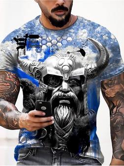 Men's Tee T Shirt Tee Shirt 3d Print Graphic Human Face Plus Size Crew Neck Casual Daily Short Sleeve Tops Basic Designer Slim Fit Big And Tall Blue Gray Brown / Summer - Seseable