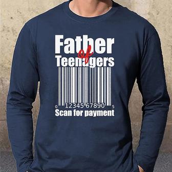 Men's Unisex T Shirt Tee Hot Stamping Father Of Teenager Letter Crewneck Street Casual Print Long Sleeve Tops Designer Simple Basic Casual Black Navy Blue - Seseable