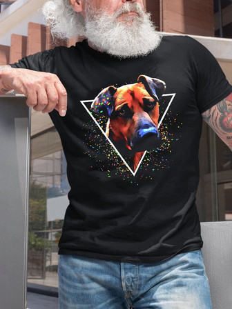 Casual Personality Dog Print Crew Neck T-shirt | Seseable CA