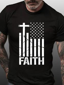 Faith Printed Short Sleeve Casual T-shirt - Seseable
