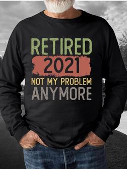 Retired Funny Text Printed Round Neck Long-sleeved Sweatshirt - Seseable