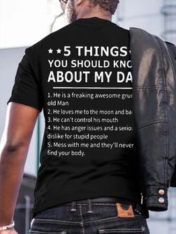 Five Things About My Dad Back Print Short Sleeve T-shirt - Seseable