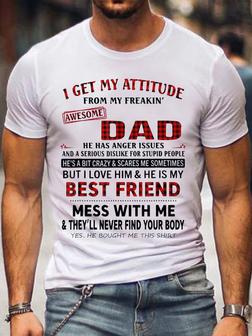 I Get A Awesome Dad Print Casual T-shirt - Seseable