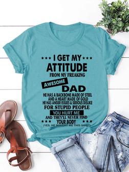 I Get An Awesome Dad Print Short Sleeve Shirts & Tops - Seseable